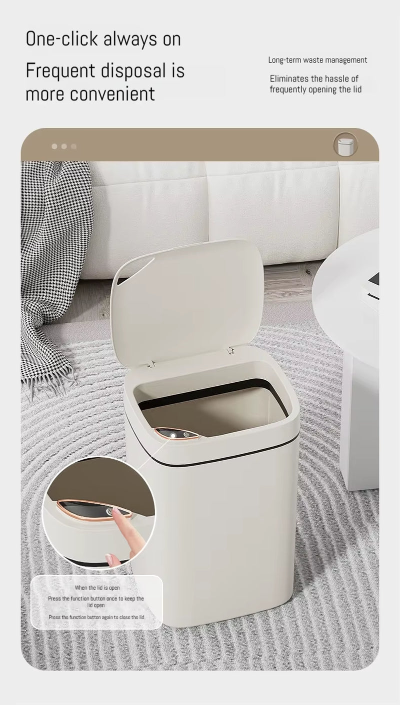 16L Smart Bathroom Trash Can White Non - Contact Narrow Smart Sensor Trash Can Smart Home Automatic Bagging Electronic Trash Can - Sunflower farm life