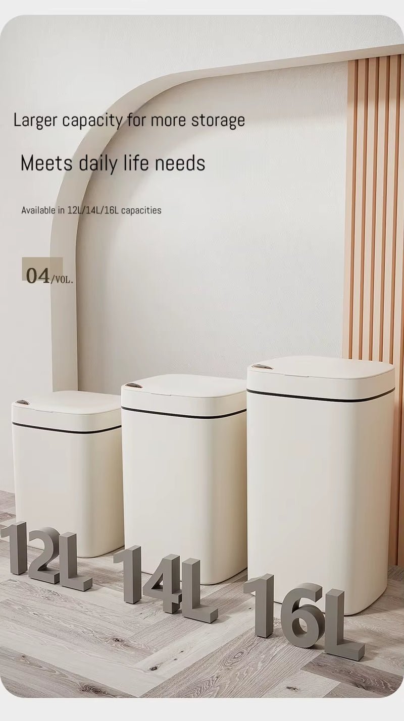 16L Smart Bathroom Trash Can White Non - Contact Narrow Smart Sensor Trash Can Smart Home Automatic Bagging Electronic Trash Can - Sunflower farm life