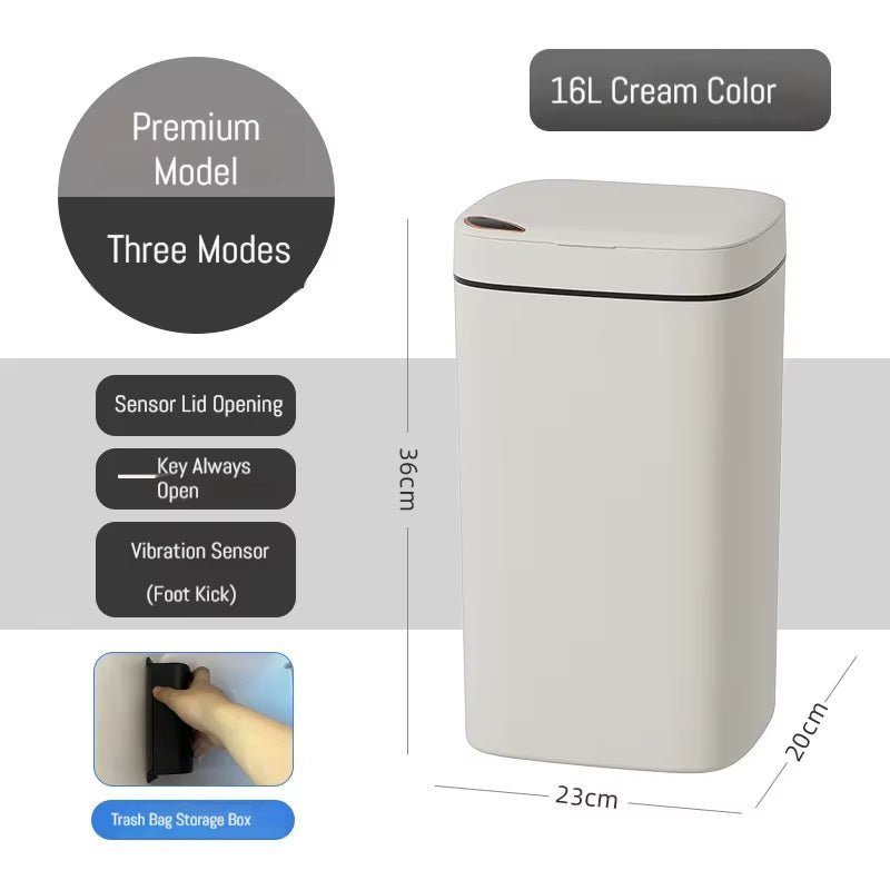 16L Smart Bathroom Trash Can White Non - Contact Narrow Smart Sensor Trash Can Smart Home Automatic Bagging Electronic Trash Can - Sunflower farm life