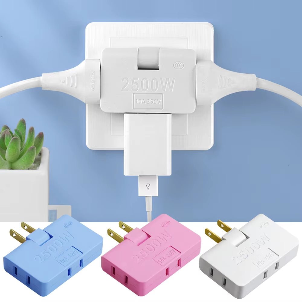 3 - Port Rotatable US Plug Adapter – Compact Power, Anywhere You Go - Sunflower farm life