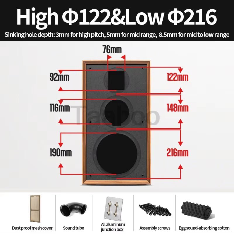 8 Inch Three - Way Labyrinth Speaker Empty Box Bookshelf Speaker Home Speaker DIY Hifi Audio Wooden Handmade Box Passive Speaker - Sunflower farm life