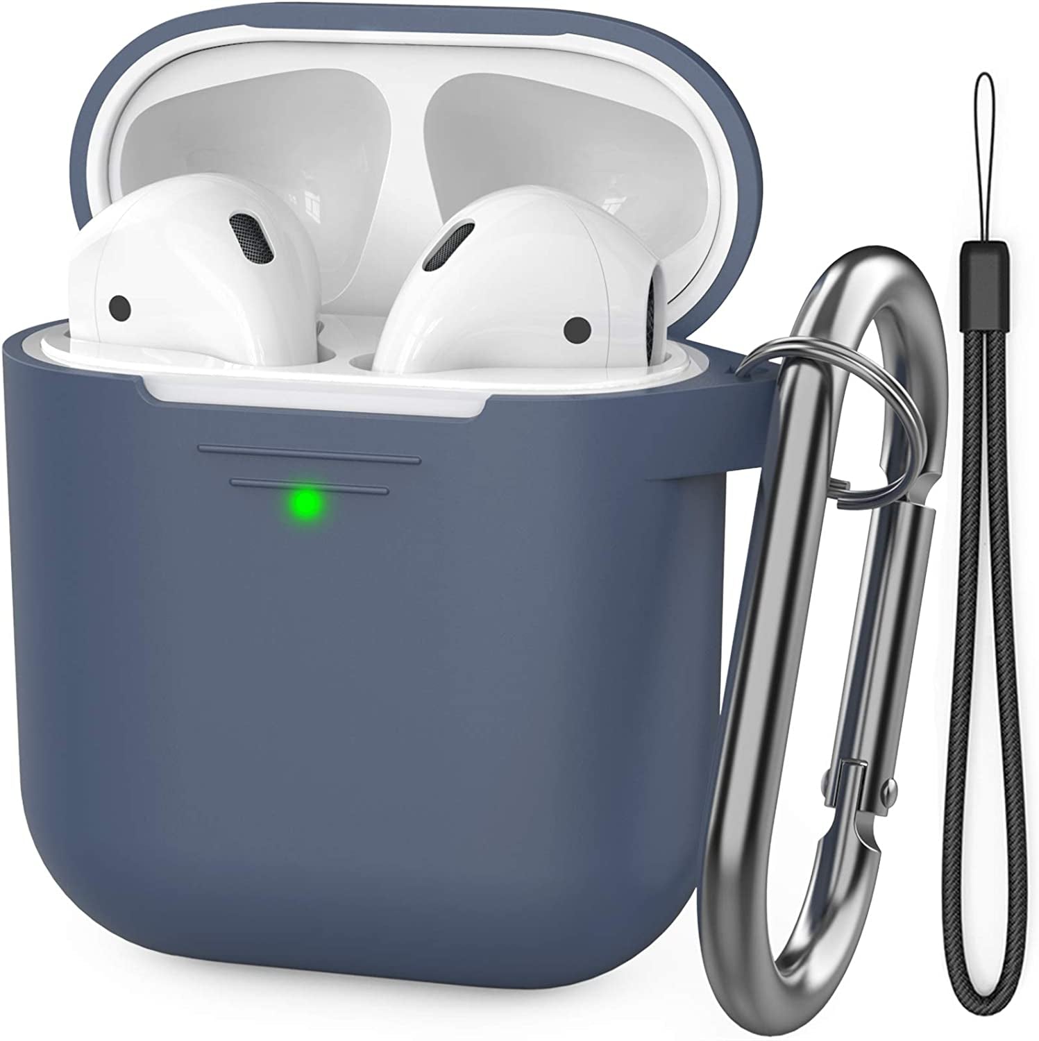 Airpods Case Cover plus Hand Strap Silicone Protective Case Cover Accessories Compatible with Apple Airpods 2 & 1 for Man Wonen Girls(Black) - Sunflower farm life