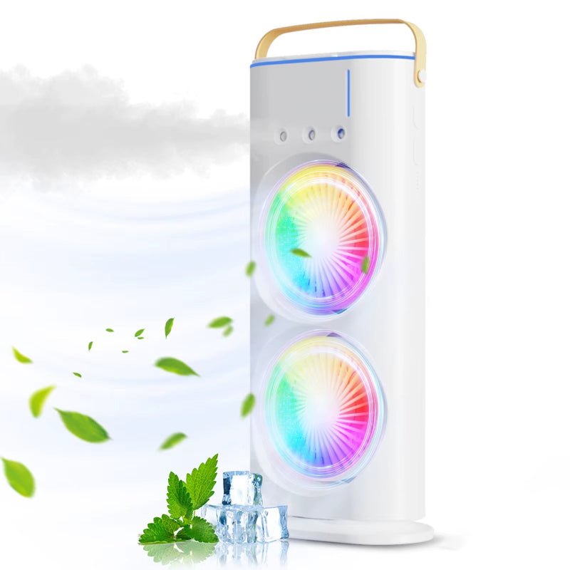 BreezeGlow™ 2 - in - 1 Dual Mist Cooling Fan – Chill, Hydrate & Light Up Your Space - Sunflower farm life