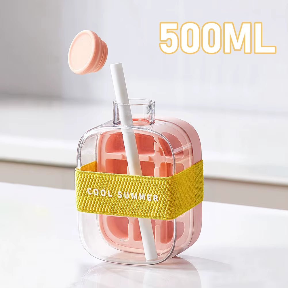 ChillSip Bottle Set – Stylish Water Bottle with Straw & Zero - Contact Ice Cube Tray - Sunflower farm life