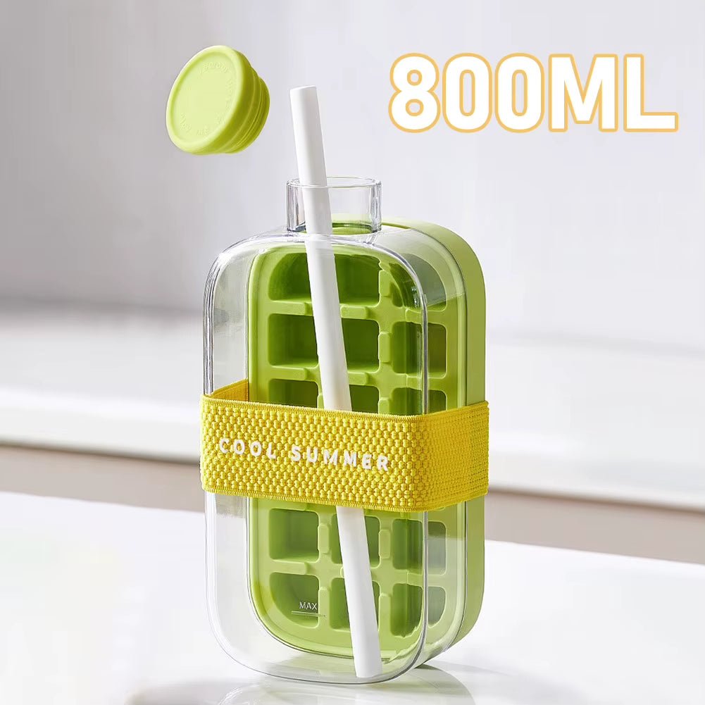 ChillSip Bottle Set – Stylish Water Bottle with Straw & Zero - Contact Ice Cube Tray - Sunflower farm life