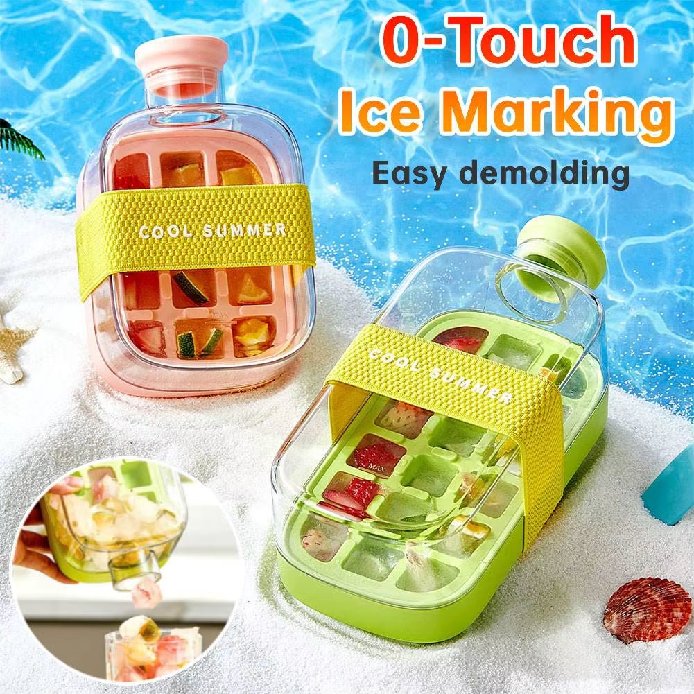 ChillSip Bottle Set – Stylish Water Bottle with Straw & Zero - Contact Ice Cube Tray - Sunflower farm life