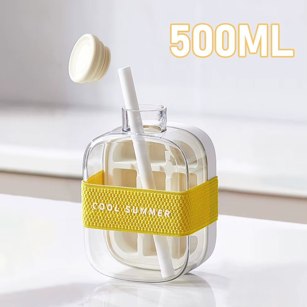 ChillSip Bottle Set – Stylish Water Bottle with Straw & Zero - Contact Ice Cube Tray - Sunflower farm life