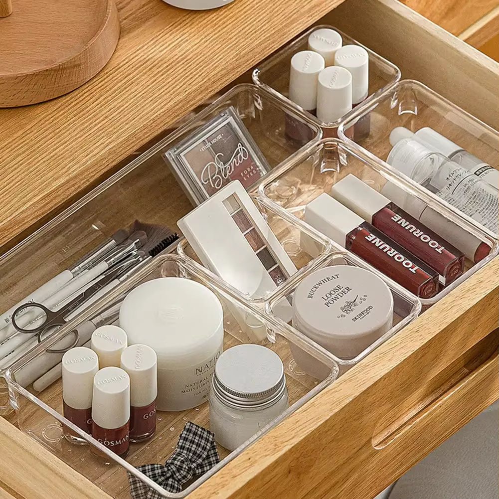 ClearNest Organizer – Transparent Anti - Scratch Drawer Storage Box for Cosmetics, Office & Home - Sunflower farm life