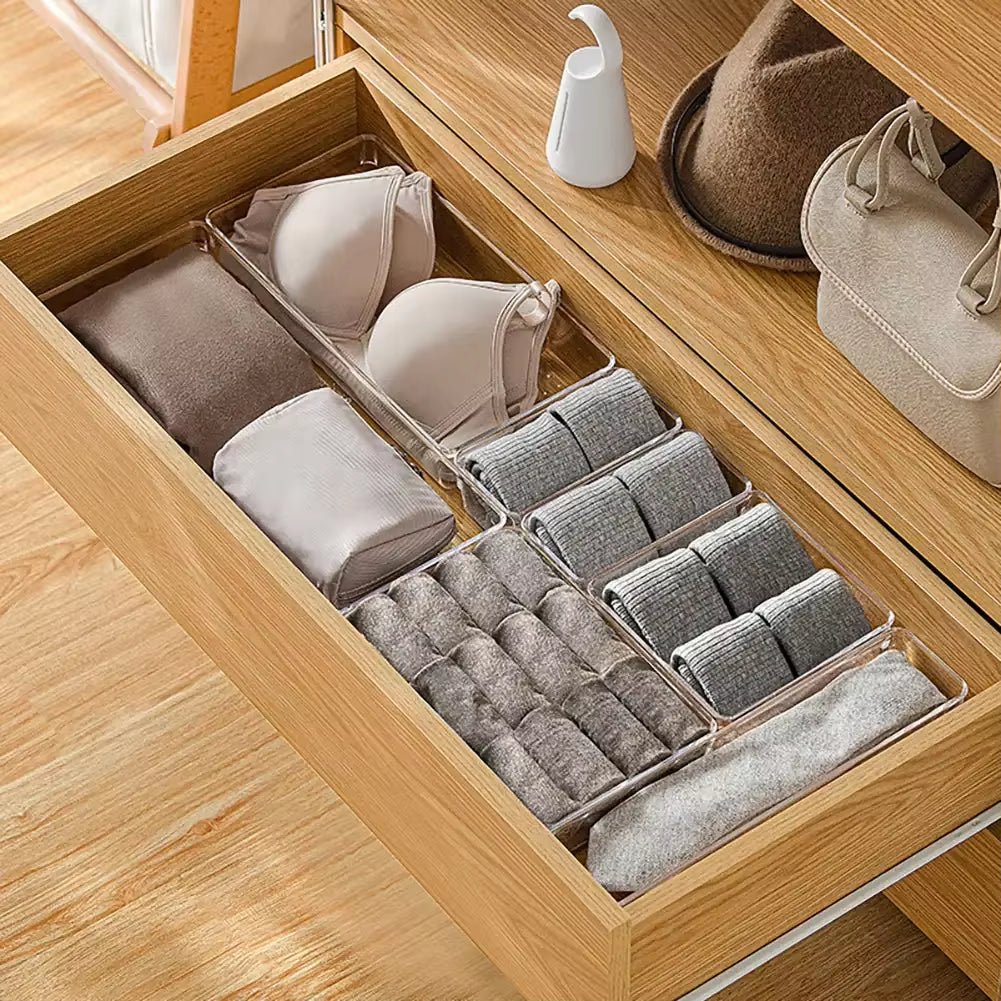 ClearNest Organizer – Transparent Anti - Scratch Drawer Storage Box for Cosmetics, Office & Home - Sunflower farm life