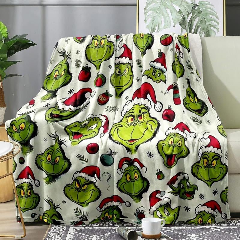 Grinch Pattern Throw Blanket - Sunflower farm life