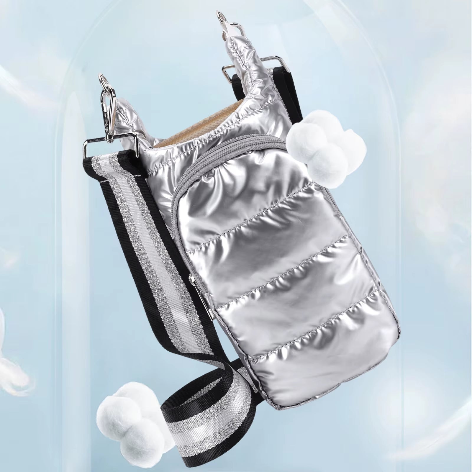 HydroCarry Puffer Tote – Adjustable Strap Water Bottle Carrier for Outdoor Travel & Daily Adventures - Sunflower farm life