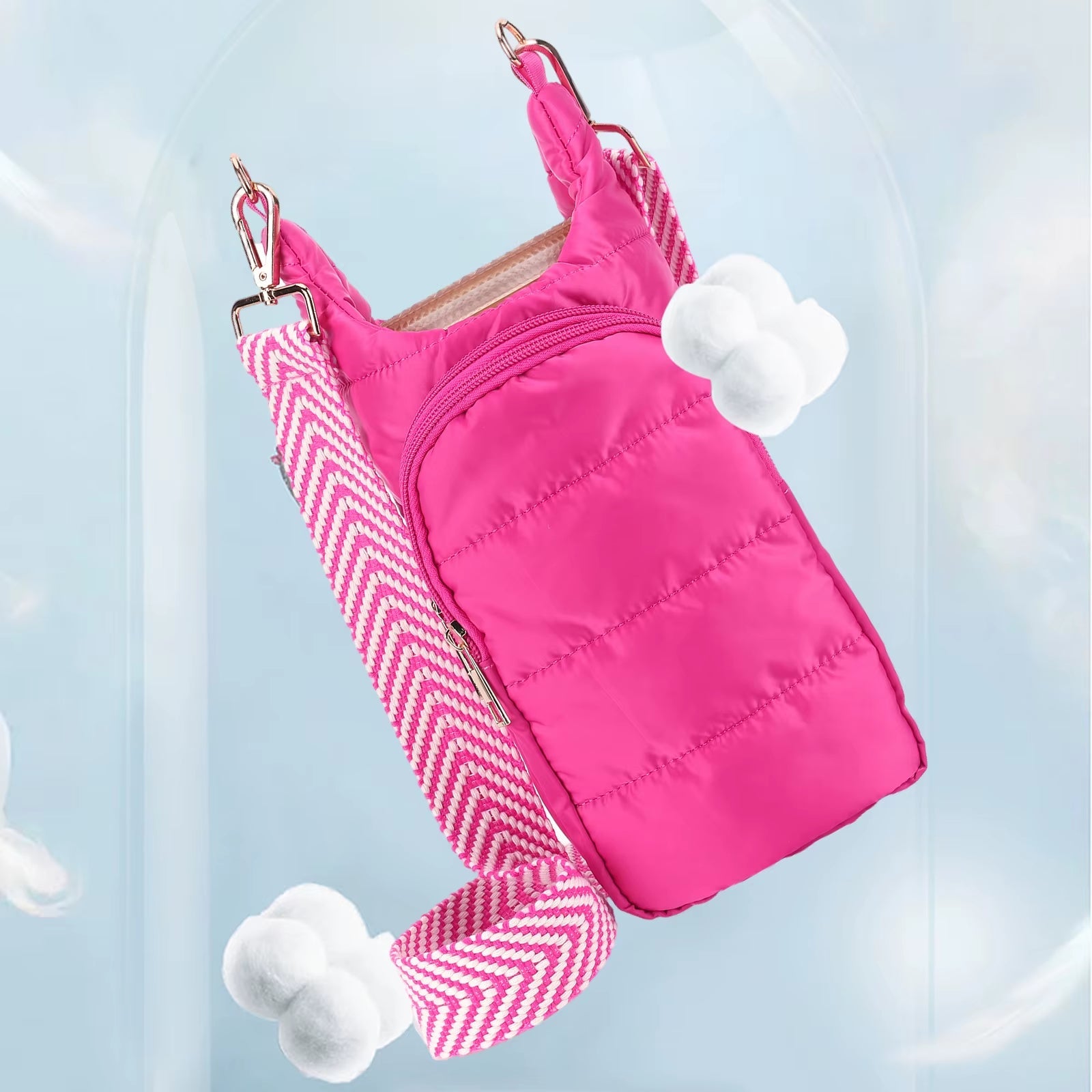 HydroCarry Puffer Tote – Adjustable Strap Water Bottle Carrier for Outdoor Travel & Daily Adventures - Sunflower farm life