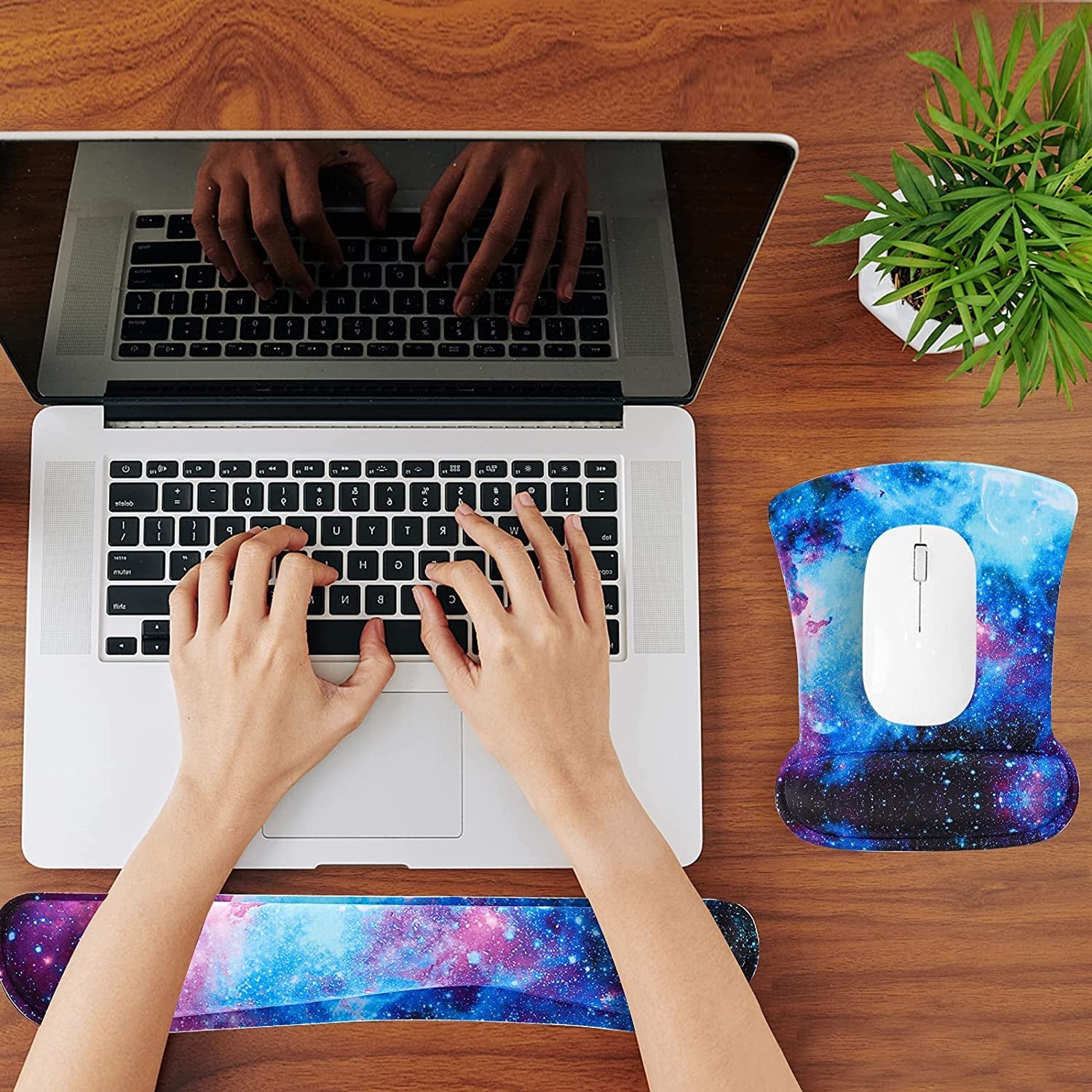 Keyboard Wrist Rest Pad and Mouse Wrist Rest Support Mouse Pad Set,Durable & Comfortable & Lightweight for Easy Typing & Pain Relief - Ergonomic Support (Galaxy) - Sunflower farm life