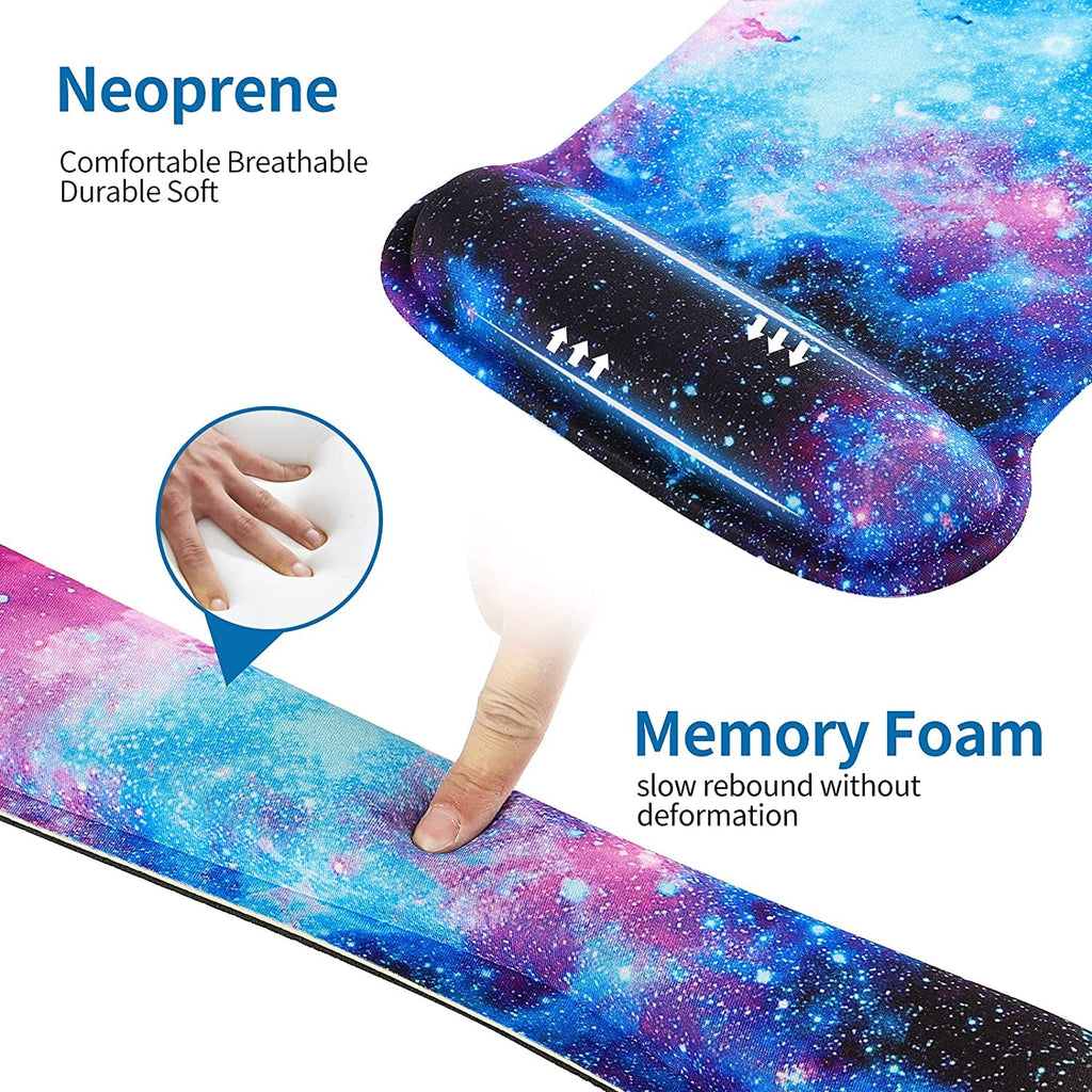 Keyboard Wrist Rest Pad and Mouse Wrist Rest Support Mouse Pad Set,Durable & Comfortable & Lightweight for Easy Typing & Pain Relief - Ergonomic Support (Galaxy) - Sunflower farm life