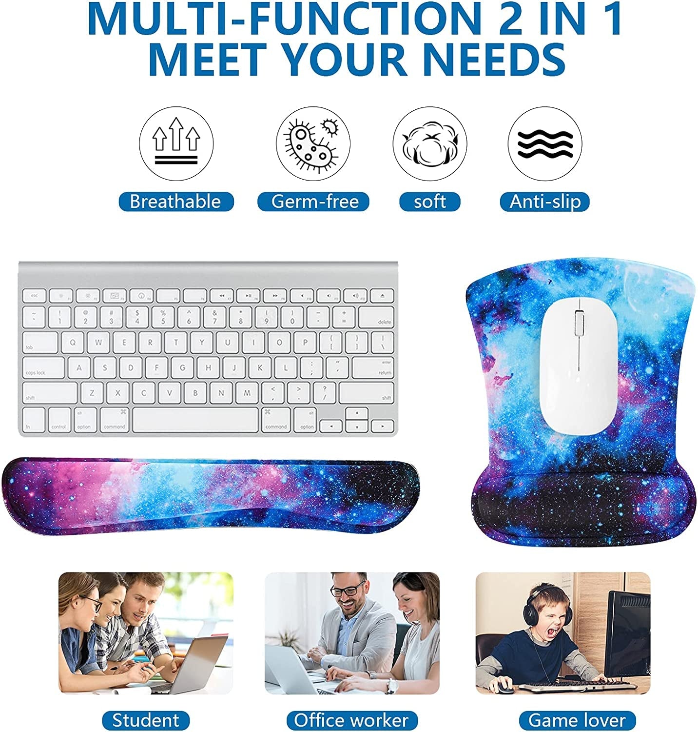 Keyboard Wrist Rest Pad and Mouse Wrist Rest Support Mouse Pad Set,Durable & Comfortable & Lightweight for Easy Typing & Pain Relief - Ergonomic Support (Galaxy) - Sunflower farm life