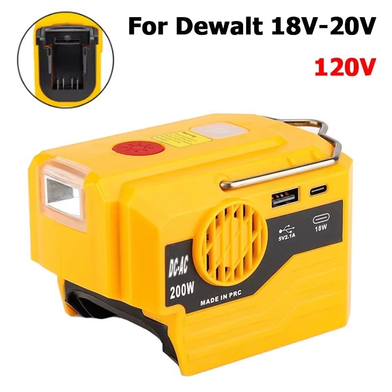 PowerPro Dewalt Battery Inverter – 18V - 20V DC to 120V/220V AC with Dual USB, Ultimate Outdoor Power Adapter - Sunflower farm life