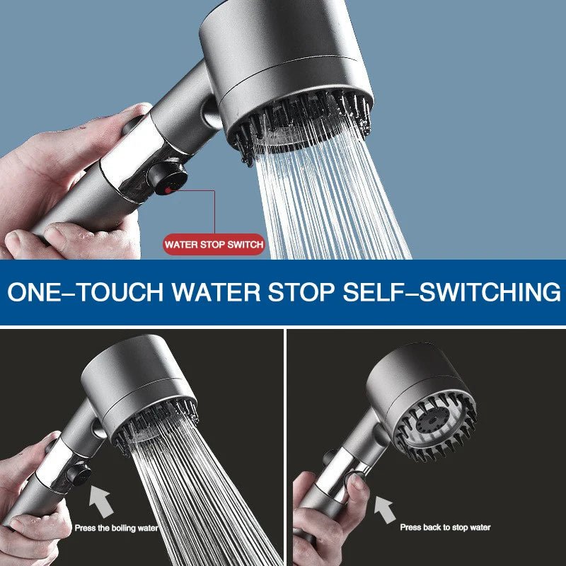 PureFlow High - Pressure Shower Head – 3 - Mode Adjustable Spray with Massage Brush Filter for Ultimate Bathroom Relaxation - Sunflower farm life