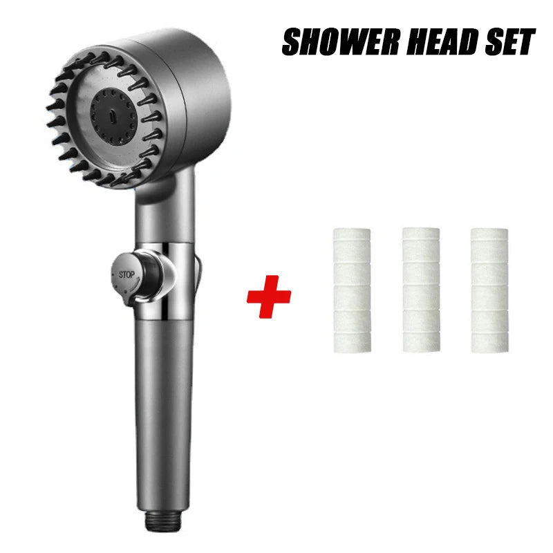 PureFlow High - Pressure Shower Head – 3 - Mode Adjustable Spray with Massage Brush Filter for Ultimate Bathroom Relaxation - Sunflower farm life