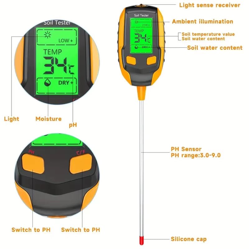 SmartGrow 4 - in - 1 Digital Soil Meter – Moisture, pH, Temperature & Sunlight Intensity for Perfect Plant Care - Sunflower farm life