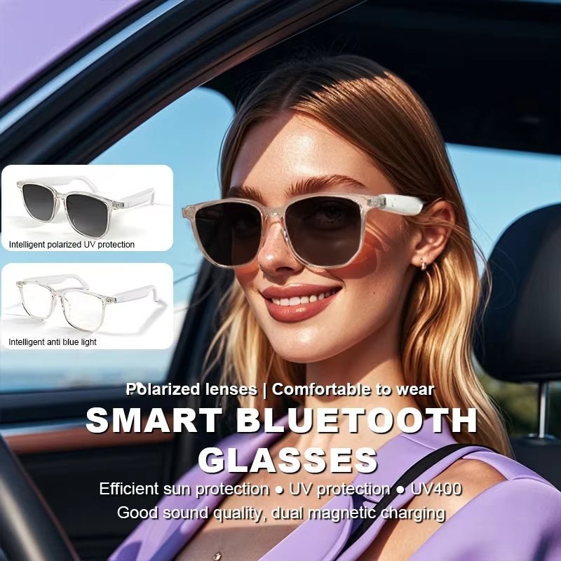 SoundSight Smart Glasses – Bluetooth Sunglasses with Built - In Earphones, UV400 Polarized Lenses & Hands - Free Calling - Sunflower farm life