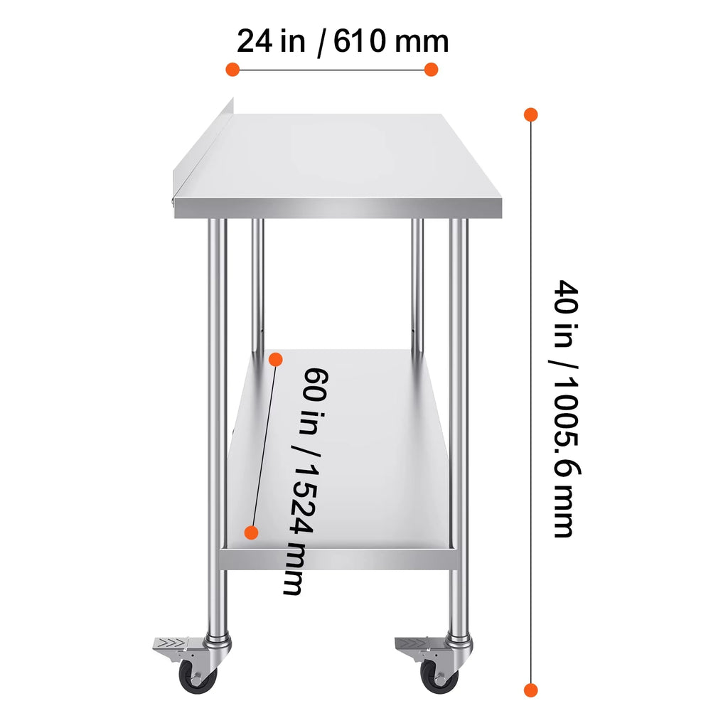 Stainless Steel Work Table Commercial Food Prep Worktable with Casters Heavy Duty Prep Worktable for Restaurant Home Hotel - Sunflower farm life