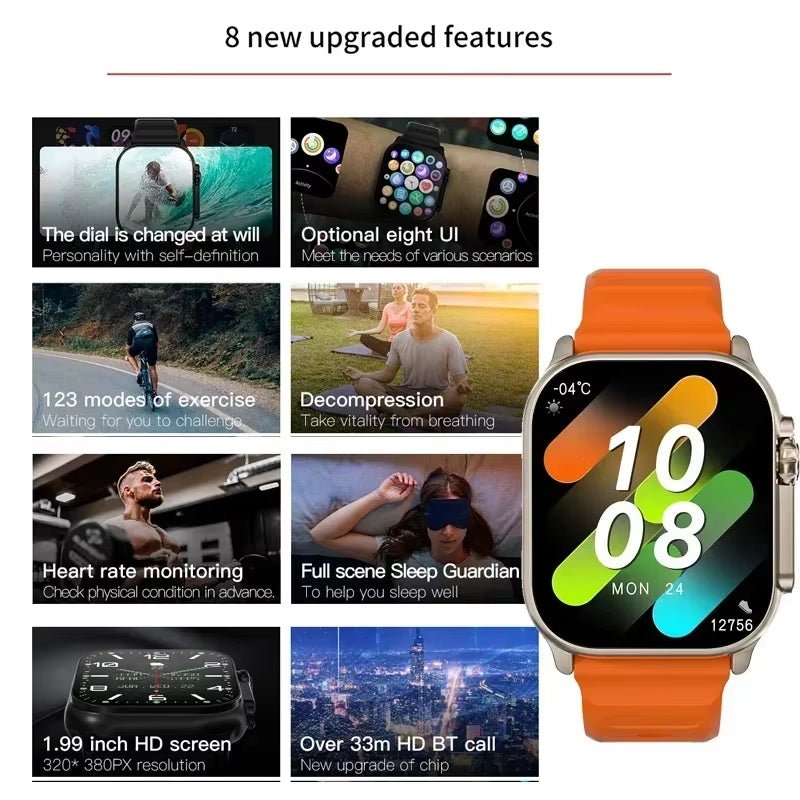 T900Ultra Smartwatch Bluetooth Talk Smartwatch Message Alert Heart Rate Monitor Sports Watch for Android IOS Men Women - Sunflower farm life