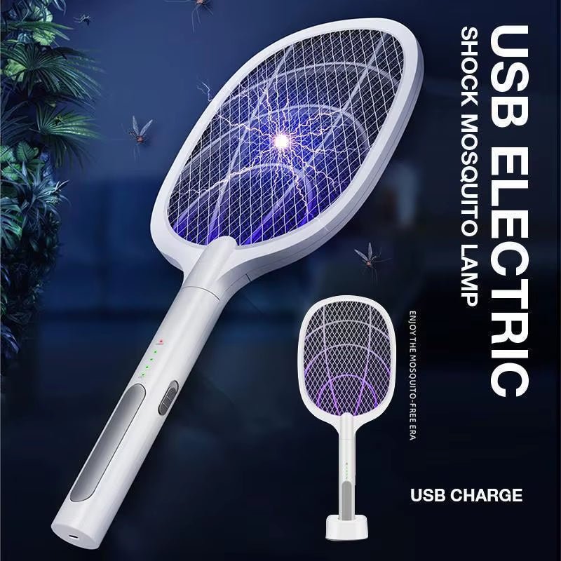 ZapAway USB Electric Mosquito Lamp & Fly Swatter – Portable Handheld Triple - Layer Mesh for Instant Relief - Sunflower farm life